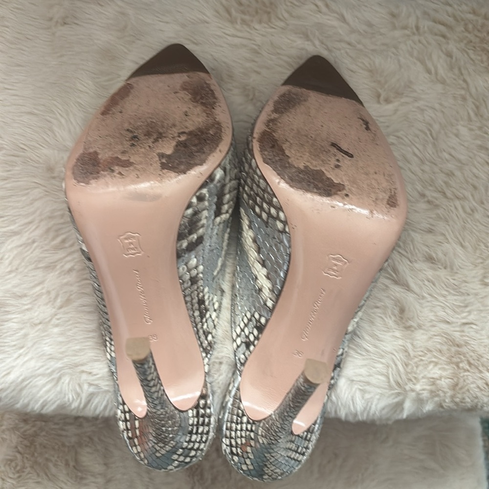 Python-Print Pointed Toe High Heel Mule - Silver/Brown - Picture 11 of 15